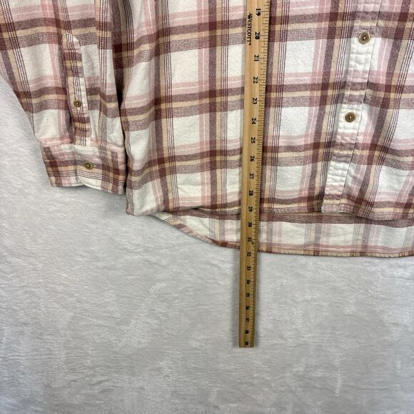 VTG Abercrombie & Fitch 90s Oversized Flannel Shirt Men XL Cream Pink Plaid Y2K - Picture 3 of 8